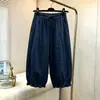 Calças Casuais com Cintura Elástica para Mulheres, Calças Finas de Verão Cropped, Novas Calças da Moda 2026, Calças de Linho de Algodão com Barra Flare