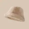 Sombrero de felpa blanco para mujer, invierno, lindo, celebridad de internet, engrosado, estiliza la cara, pequeño, celebridad de internet, moda, visón sintético, transfronterizo, sombrero de pescador