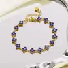 Pulseira Flor de Aço Inoxidável com Pétalas de Flor Coloridas Incrustadas com Zircônia Colorida - Joias para Venda no Atacado