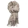 Bufanda de Cuadros de Cachemira Sintética de Alta Gama Estilo Coreano Nueva Bufanda con Borlas para Mujer Otoño/Invierno Bufanda Cálida para Viaje