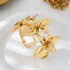 Brazalete de Flor Exagerada Retro Personalizado de Venta Caliente Europea y Americana Juego de Anillos Adecuado para que las Mujeres lo Usen en Fiestas Diarias