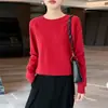 26 Suéter Transfronterizo, nueva colección Otoño/Invierno, cuello redondo, suéter de lana de punto abierto para mujer, corte holgado, efecto adelgazante, capa base de lana pura, top de punto