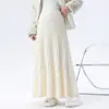 Falda de Maternidad Otoño/Invierno Suelta Estilo Nuevo Estilo Coreano Larga Adelgazante Versátil Sin Soporte Abdominal Falda de Punto Falda de Paraguas Falda Línea A