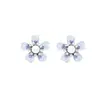 Pendientes de Flor Azul Degradado para Mujer, Exquisitos y Lujosos, Estilo Fresco de Verano, Pendientes de Cristal y Pedrería, Versátiles y Elegantes