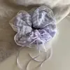 Laço de Cabelo Roxo de Fada com Renda Corda de Rabo de Cavalo Versátil para Menina Acessórios de Cabelo Elástico