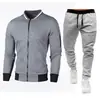 Novo Suéter com Gola Zíper Jaqueta Suéter Masculina Xadrez Cor Sólida Conjunto Cardigan