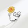Joyería Europea y Americana Anillo Giratorio de Girasol 26 Letras Anillo Abierto Giratorio de Girasol Anillo de Descompresión para la Ansiedad para Mujeres