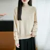 Suéter de Lana Pura Estilo Old Money de Cuello Semi Alto para Mujer, Patrón de Diamantes con Textura Sutil, Cálido y Favorecedor, Prenda Base de Punto para el Trabajo