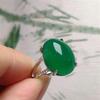 Anillo abierto de jade con ágata rosa y verde hielo natural con incrustaciones de calcedonia natural en plata 925 con certificado, regalo para mujer