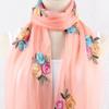 Novo Lenço Bordado Estilo Coreano Dupla Camada Beleza Gaze Lenço Feminino Renda Emendada Rosa Borboleta Fabricante Comércio Exterior