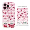 Funda de Teléfono Rosa a Cuadros con Cerezas Estilo Dulce Coreano Ins para Apple 17 Pro, Funda de Película Protectora Completa a Prueba de Golpes para iPhone 18 Pro Max