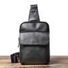 Comércio Exterior Nova Bolsa de Peito Masculina de Couro Genuíno Bolsa de Ombro de Couro Bovino Camada Superior Bolsa Transversal Casual Versátil Mochila Pequena de Couro Oleado
