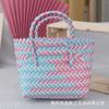 Cesta de Legumes de Vime Plástico Feita à Mão Bolsa Feminina Cesta de Presente Acompanhante Bolsa de Vime Colorida da Moda Bolsa Quadrada Pequena de Mão Infantil