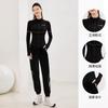 Traje para Correr para Mujer Traje para Correr Matutino Primavera Marca Elegante Slim Cardigan Negro Top Pantalones Deportivos Casuales Conjunto de Dos Piezas
