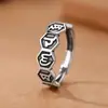 Anillo de Mantra de Seis Caracteres Plata Pura Hombres Mujeres Pareja Anillo Dedo Índice Plata Fina Original 99 Anillo de Cola Proverbio Hueco Sánscrito
