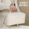 Bolsa de cosméticos con almohada de nube de cuero artificial personalizada, bolsa de maquillaje portátil de gran capacidad, bolsa de lavado de viaje, bolsa de almacenamiento de maquillaje
