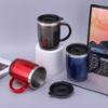 Taza de Oficina Térmica, Ligera y de Moda con Asa, Pared Interior de Acero Inoxidable y Exterior de Plástico de Alta Calidad, Disponible para Venta al Por Mayor Transfronteriza