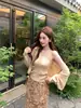 SE-Marca Branca 'Abertura de Outono' Elegante Romântico Top Cruzado de Renda com Manga Morcego Cardigan 25771