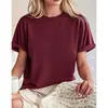 [Camiseta de algodón talla europea] Transfronteriza Amazon Chica Vitalidad Color Sólido Camiseta Corta Pequeña Aspecto Adelgazante Elegante Casual t