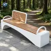 Banco UHPC con respaldo de forma especial, banco combinado de madera anticorrosión para parque, asiento GRC con respaldo para ocio al aire libre en zona escénica