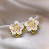 Pendientes de flor de cerezo con cristales degradados en blanco y morado, aguja de plata S925, moda, personalidad única, versátiles, pequeños pendientes de flores frescas