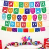 Guirnalda Cuadrada de Fieltro para Fiesta Mexicana Bandera del Día de Muertos Decoración de Fiesta de Piñata Guirnalda Hueca Colorida