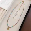 Acero de Titanio Dopamina Piedra Natural Colgante Gota de Agua Collar para Mujer Lujo Ligero Nicho Gargantilla Nuevo Estilo Étnico Chino Cadena de Clavícula