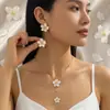 Estilo de Tendencia Nacional de Comercio Exterior Europeo y Americano Elegante Colorido Juego de Pendientes y Collar de Flor de Esmalte Anillo de Joyería de Mano Dulce Vintage