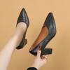 Outono de 2025 Novo Estilo Coreano Trabalho Simples Moda Salto Alto Bico Fino Salto Bloco Baixo Versátil Sapatos Individuais para Mulheres Dropshipping