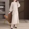 Conjunto casual de dos piezas estilo coreano transfronterizo para mamás, con una moderna chaqueta nueva de cuello redondo y un versátil vestido de cuello redondo, perfecto para mujeres de mediana edad