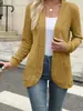 2025 Europeo y Americano Transfronterizo Amazon Otoño e Invierno Nuevo Color Puro Casual Rayas de Canalé Puntada Cepillada Chaqueta Cardigan de Manga Larga