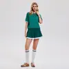 Traje Deportivo Caijue para Tenis para Mujer, Falda Plisada con Cuello Polo Rayado con Pantalones Cortos de Seguridad Antiexposición para Bádminton y Golf