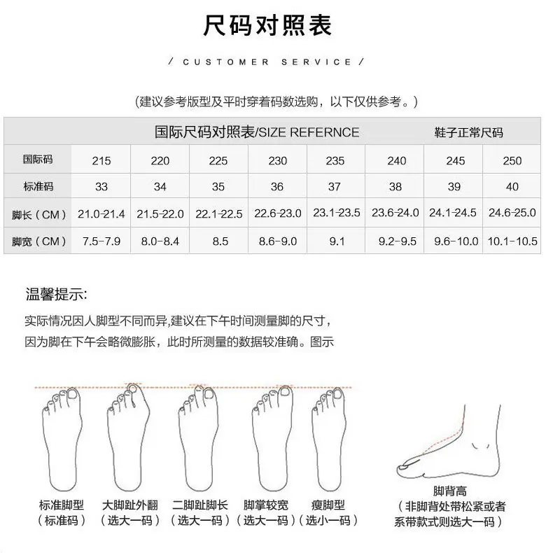 购买尺码表