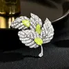 Seiko broto de árvore de primavera fresco folha fivela magnética nobre digno diamante zircônia novo versátil temperamento broche