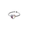 Anel Colorido em Prata S925 em Forma de Coração, Anel Fofo de Vidro em Forma de Coração Simples e Compacto, Anel de Falange para Mulheres J9265