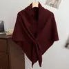 Bufanda de Punto Cruz de Mezcla de Lana de Color Sólido Versátil de Moda Calentador de Cuello Bufanda Cardigan Exterior