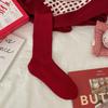 Otoño e invierno Año Nuevo calcetines rojos caja de regalo cumpleaños año festivo rojo media pantorrilla calcetines de algodón peinado regalo de Año Nuevo calcetines de mujer