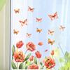 Tulipán Mariposa Primavera Decorativos Calcomanías de PVC N1923 Transfronterizo Sala de Estar Ventana Decorativos Calcomanías de Pared Venta al por Mayor