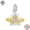 Evelle cruz-border abelha luminosa diy pingente s925 prata esterlina banhado a ouro contas acessórios jóias mulheres Atacado