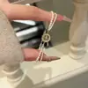 Pulsera Retro Francesa de Estrella de Cinco Puntas con Perlas Exquisito Temperamento Elegante Versátil Pulsera Lujo Ligero Sensación de Gama Alta Joyería de Mano para Mujeres