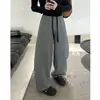 Pantalones Largos de Pierna Ancha con Cordón, Forro de Felpa, Engrosados, Bloques de Color de Gama Alta, Corte Holgado, Adelgazantes, Favorecedores, Versátiles