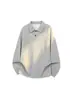 Moletom com Gola Polo Estilo Americano Plus Velvet Tamanho Grande Masculino Outono Patchwork Desconstruído Gola Camisa T-shirt de Manga Longa Estilo Hong Kong