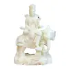 Manjushri y Samantabhadra Bodhisattva Tallados en Marfil 15*10*6cm Escritorio de Oficina Sala de Estar Decoración Artesanías Adornos
