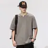 Camiseta de manga corta para hombre, estilo fino de verano 2026, manga media sólida pesada, corte holgado, camiseta base de tacto fresco