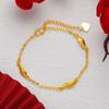 Joyería de latón chapado en oro de 24 quilates, simple, que no se decolora con el tiempo, combinable, pulsera de arena dorada con diseño de mariposa y hoja, Accesorios para niñas, Venta al por mayor