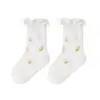 Calcetines de Malla para Bebé Estilo Verano Delgado Clase A, Calcetines Cortos para Niña con Borde Fruncido Floral Transpirables, Calcetines de Algodón para Bebé Recién Nacido