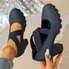 Tacones Altos Antideslizantes de Tira Cruzada Tallas Grandes Zapatos Casuales Individuales Europeos y Americanos Tira Cruzada Retro Suela Gruesa Tacón Grueso Zapatos de Mujer