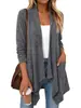 Comércio Exterior Europeu e Americano Transfronteiriço Roupa Feminina Cardigã de Tricô Feminino Outono Manga Longa Cor Sólida Solto Estilo Preguiçoso Roupa Exterior Comprimento Médio