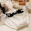 Braguitas de Encaje con Cordones para Chica Uniformada de Sirvienta Japonesa con Correa Bidireccional No Desmontable Ropa Interior Sexy de Algodón para Mujer 300-F Blanco