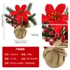 Vaso de linho transfronteiriço personalizado com ornamentos de flor de Natal de frutas vermelhas, decoração de casa para as festas de Natal, planta em vaso poinsettia artificial